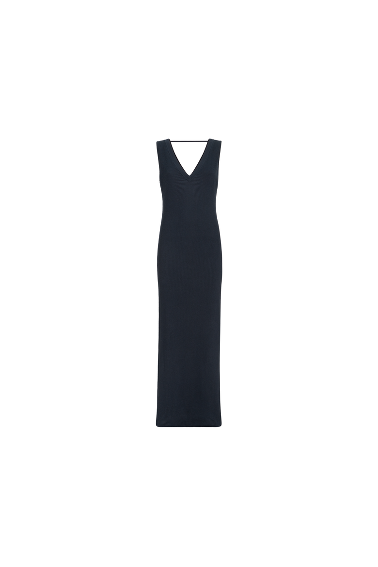 Cotton rib knit dress with precious strap, Alternate, color, Blue