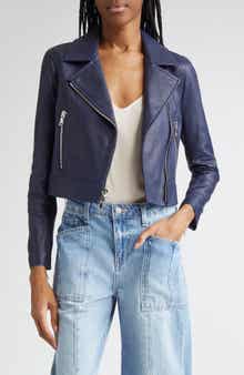 L'AGENCE Onna Crop Leather Biker Jacket