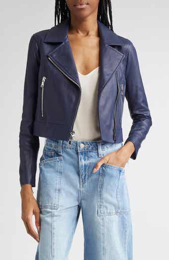 L'AGENCE Onna Crop Leather Biker Jacket