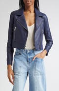 L'AGENCE Onna Crop Leather Biker Jacket