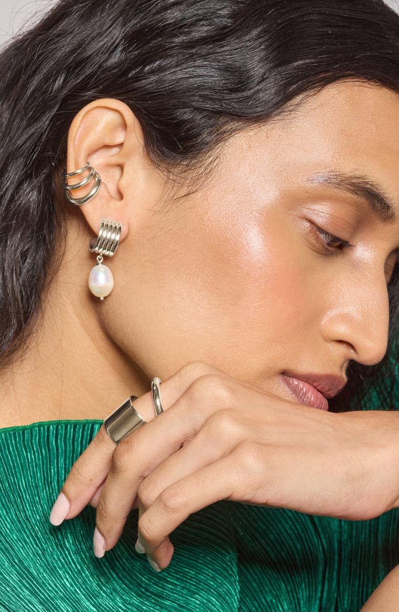 Lady Grey Triple Ear Cuff, Alternate, color, Silver