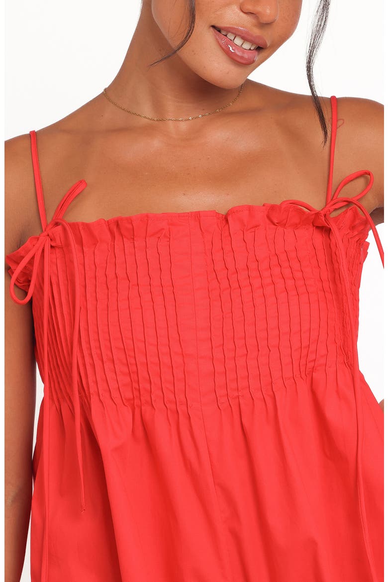 Liora Pleated Romper, Alternate, color, RED