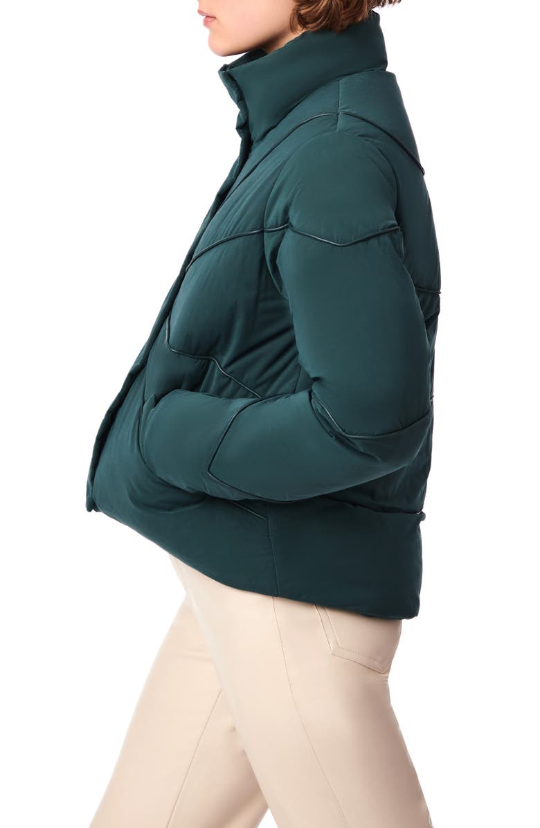BERNIE Crop Puffer Jacket with Faux Leather Trim, Alternate, color, 