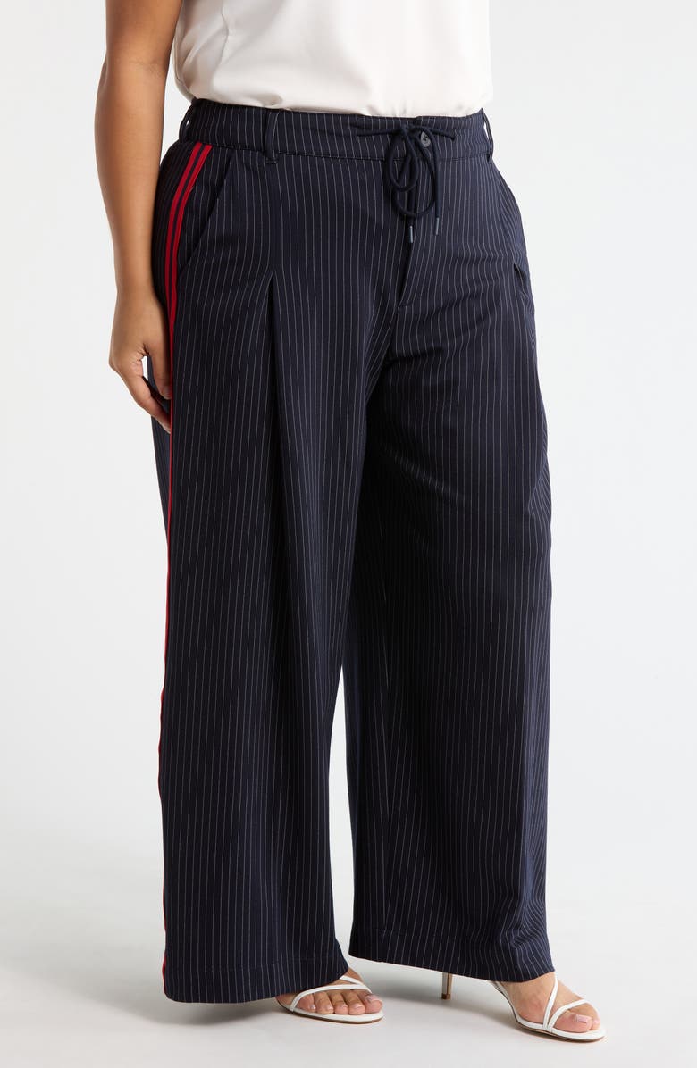 Liverpool Pinstripe Front Pleat Wide Leg Pants, Alternate, color, 