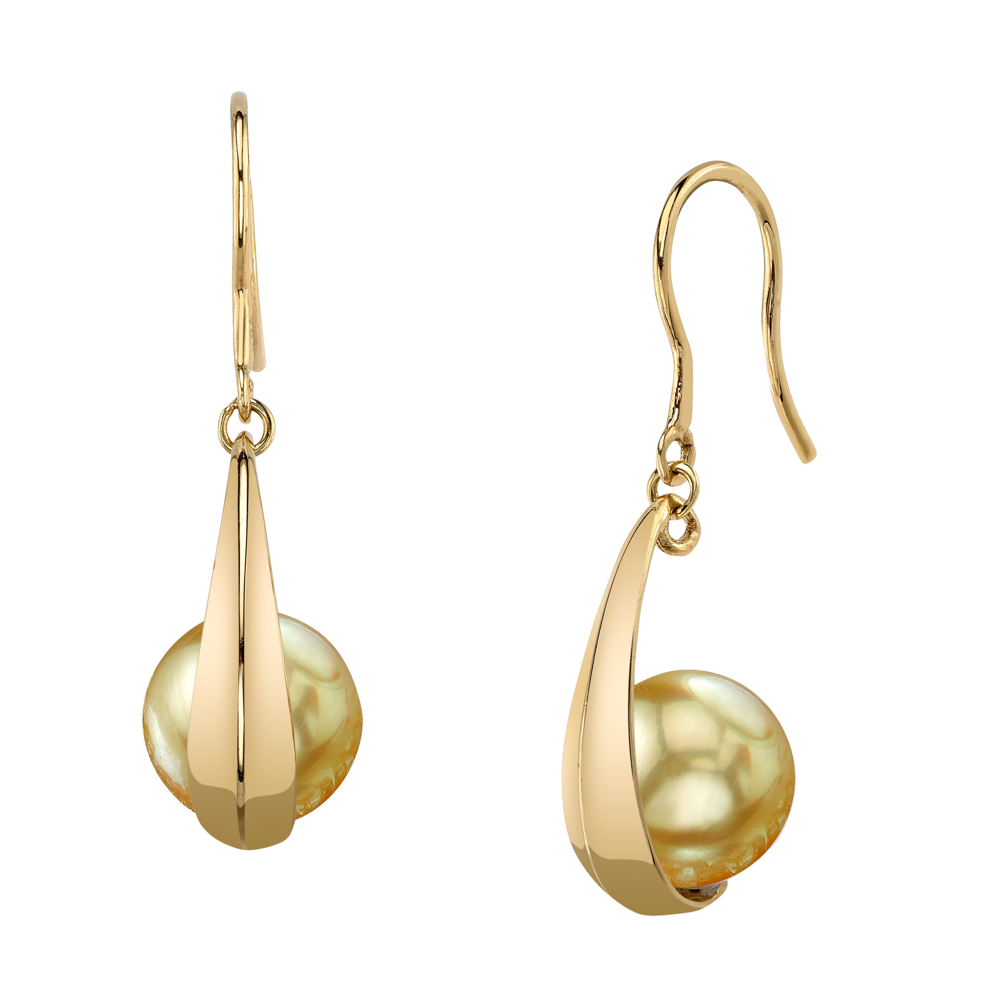 The Pearl Source 14k Gold Golden South Sea Pearl Regina Earrings In Yellow Gold