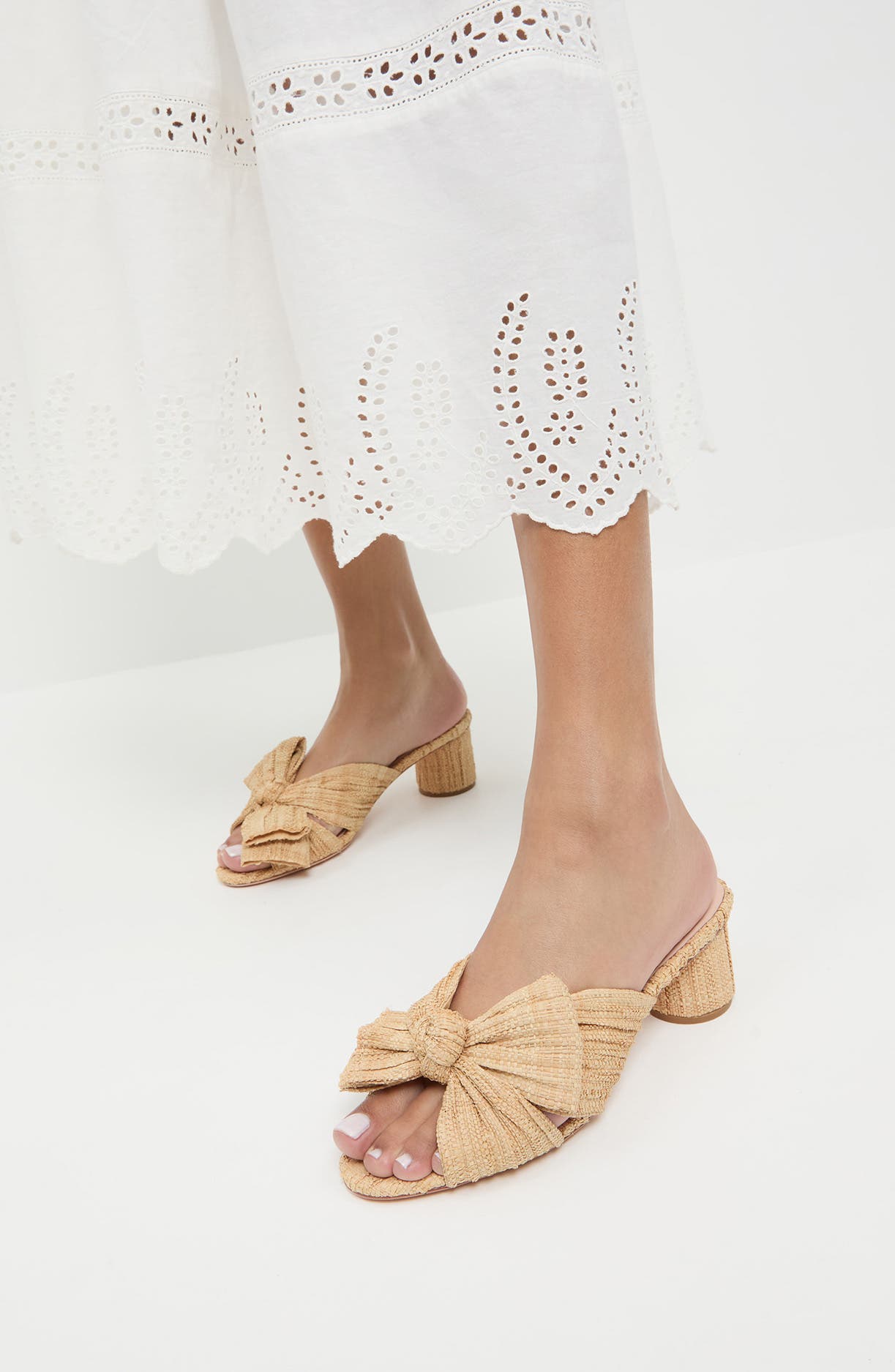 Loeffler Randall Emilia Knot Raffia Slide Sandal, Alternate, color, Natural