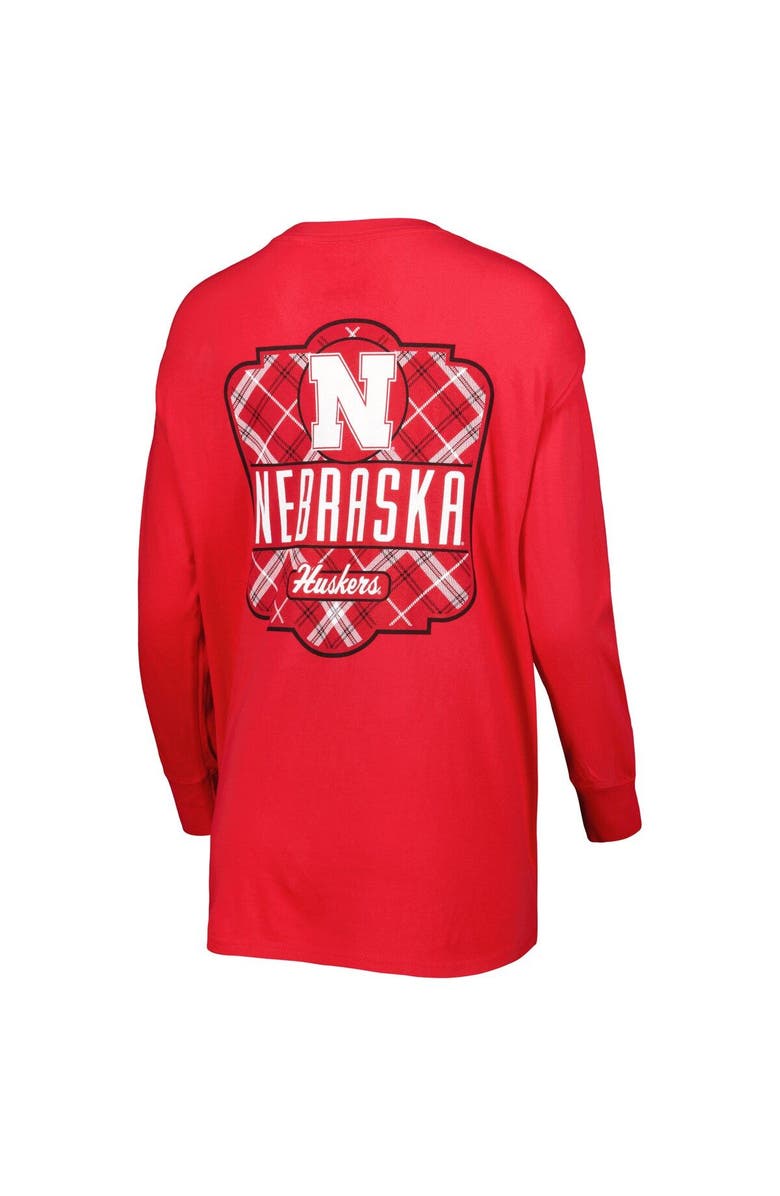 PRESSBOX Women's Pressbox Scarlet Nebraska Huskers Valencia Plaid 2-Hit Long Sleeve T-Shirt, Alternate, color, 
