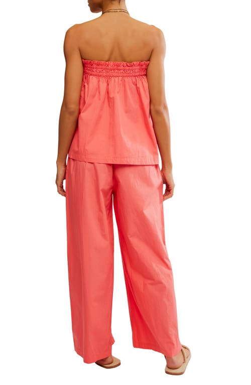 Free People Corfu Tube Top & Wide Leg Pants Set In Sugar Coral