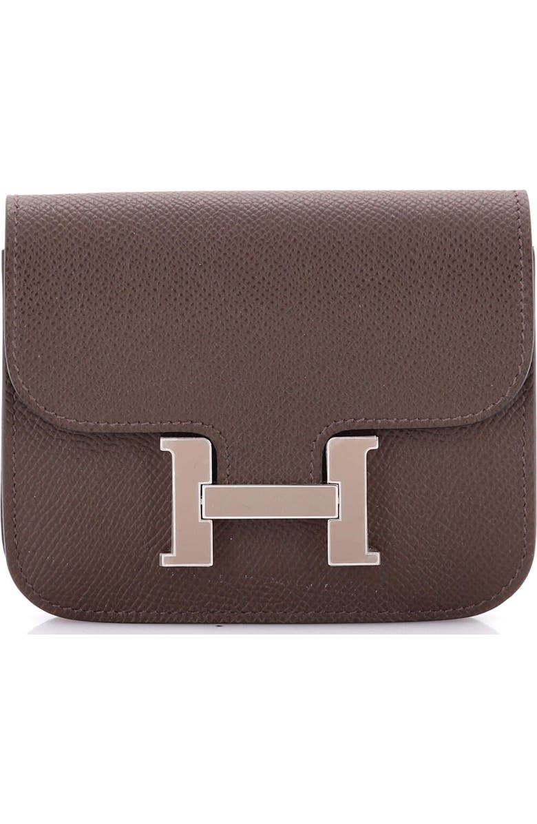 Pre-Owned Hermes Constance Slim Wallet Epsom, Main, color, Ecorce