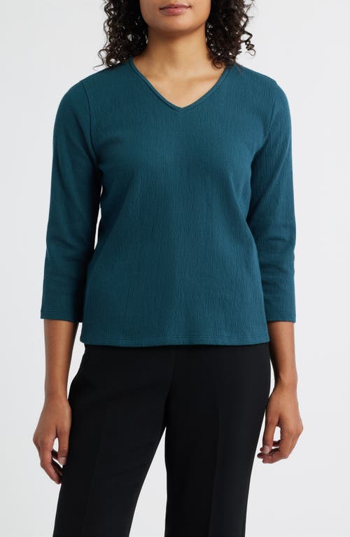 Eileen Fisher V-neck Texture Top In Blue