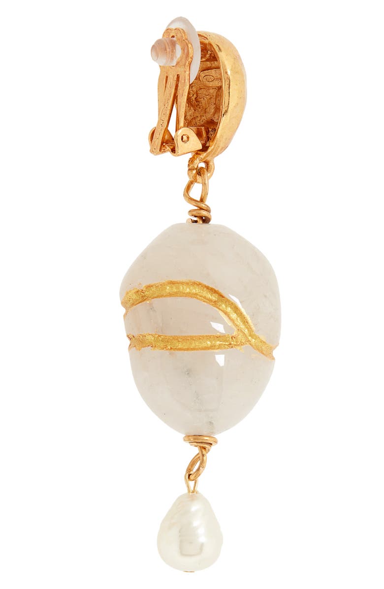 Oscar de la Renta Kintsugi Stone & Freshwater Pearl Drop Earrings, Alternate, color,