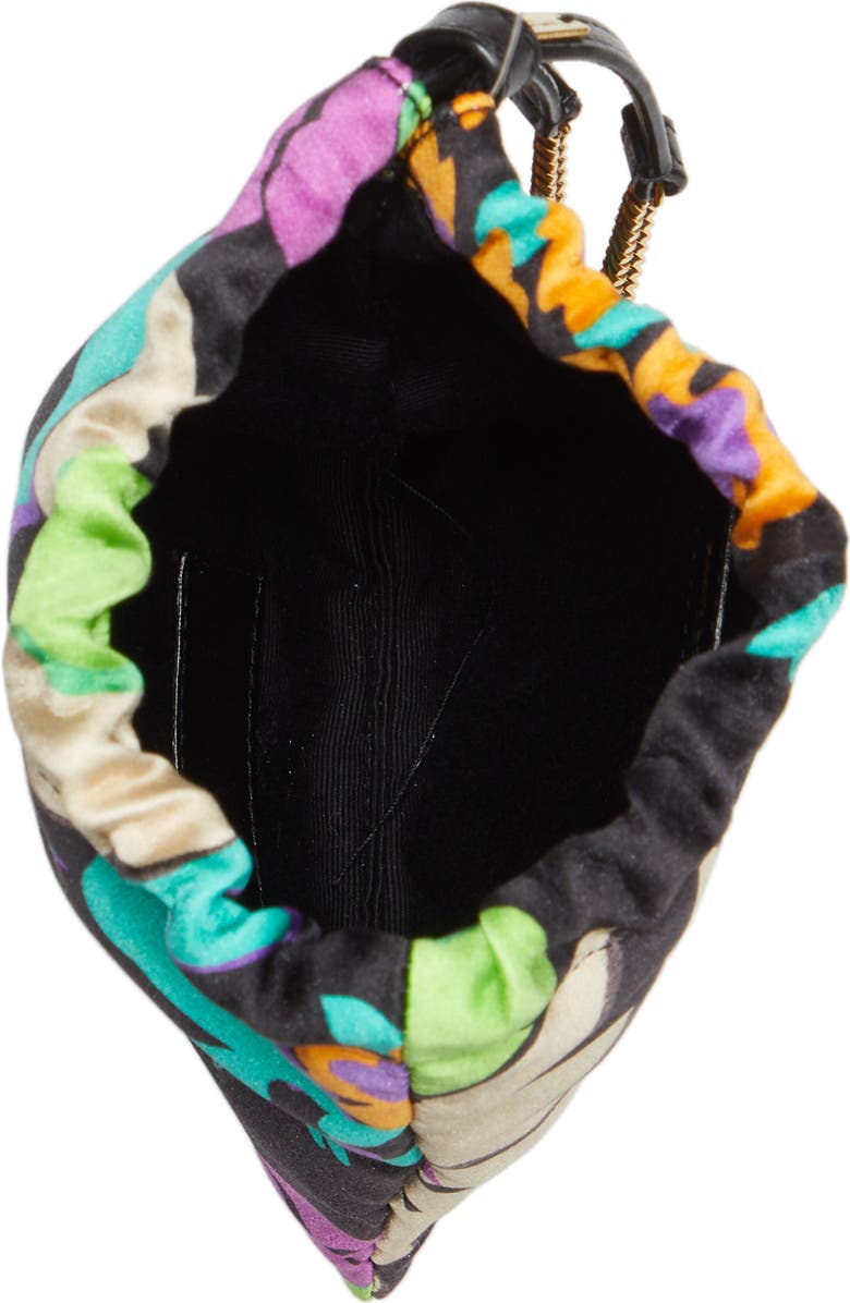 Saint Laurent Mini Pochon Floral Print Satin Drawstring Pouch Shoulder Bag, Alternate, color,