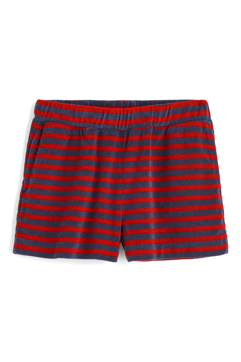 Terry Pull-On Shorts, Alternate, color, RED NAVY