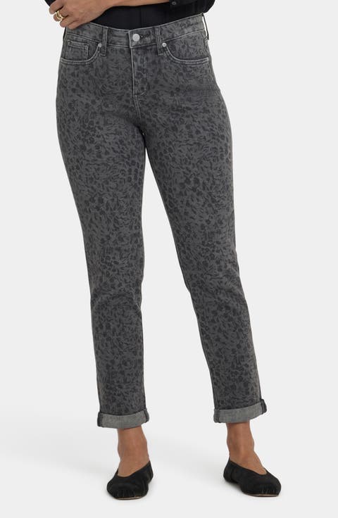 NYDJ Margot Girlfriend Jeans (Grey Daniela Ditsy) (Regular & Petite)