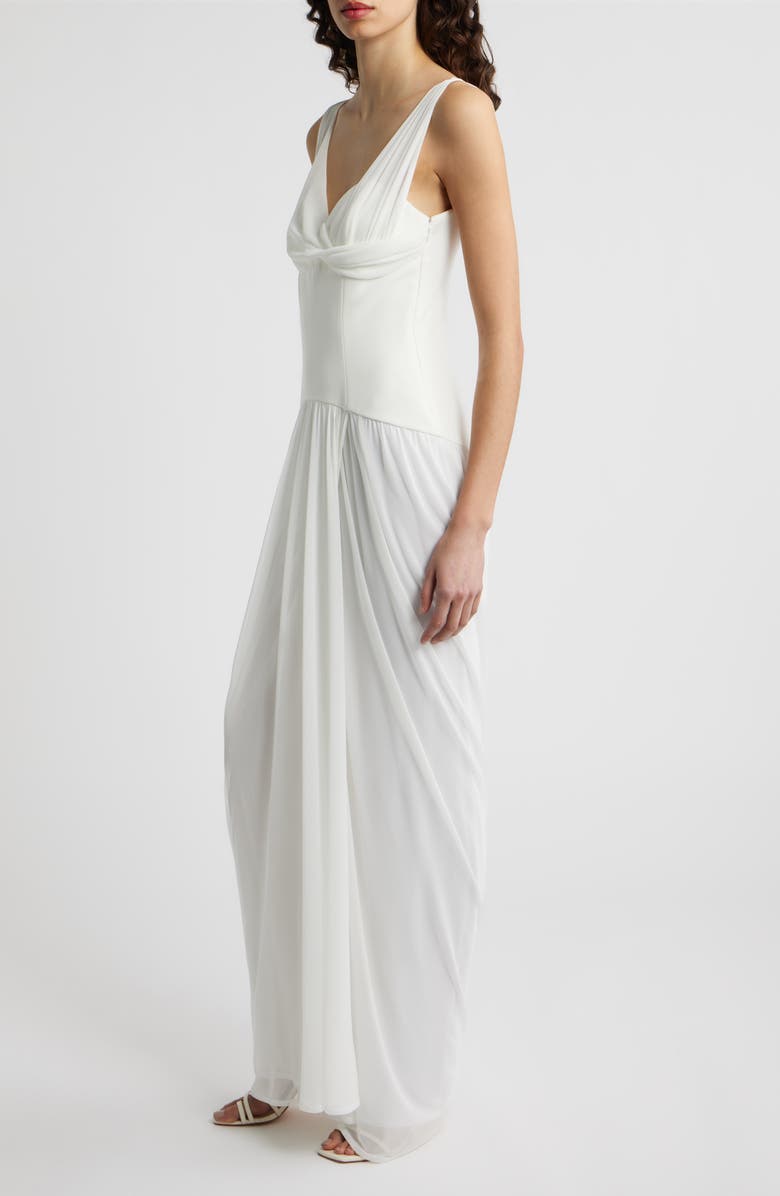 Black Halo Sylara Drape Sleeveless Gown, Alternate, color, White