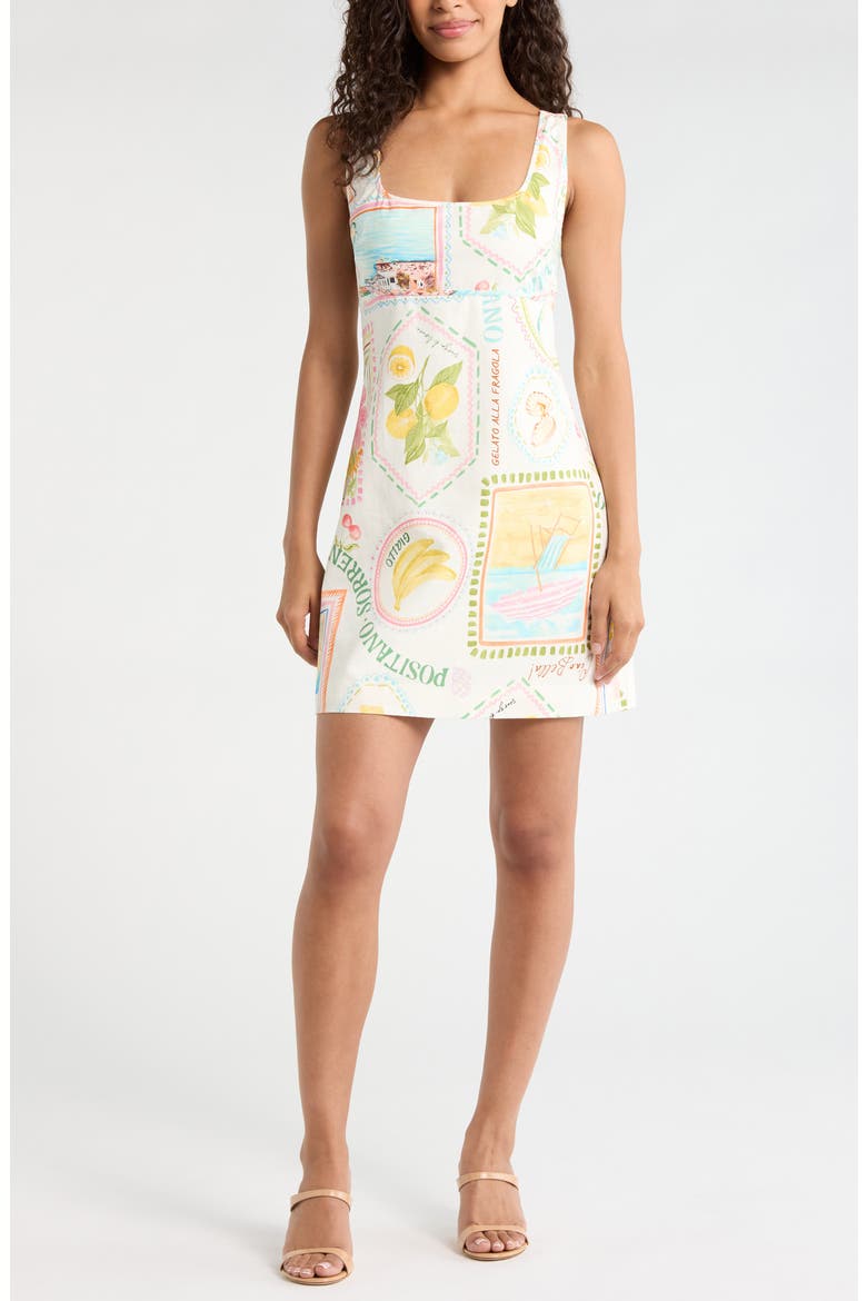 Hadley Cutout Ruched Back Mini Sundress, Main, color, SOFT AMALFI