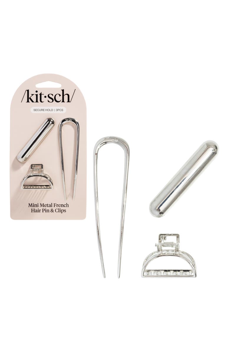 Kitsch 3-Piece French Hair Pin & Clips Set, Main, color, Silver