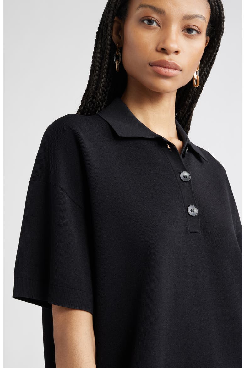Polo Sweater Dress, Alternate, color, BLACK