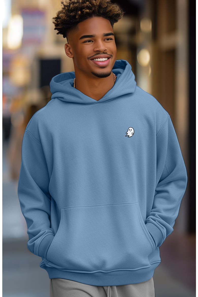 Mens Ghost Midweight Fleece Relaxed Hooded Sweatshirt, Alternate, color, Pebble Blue