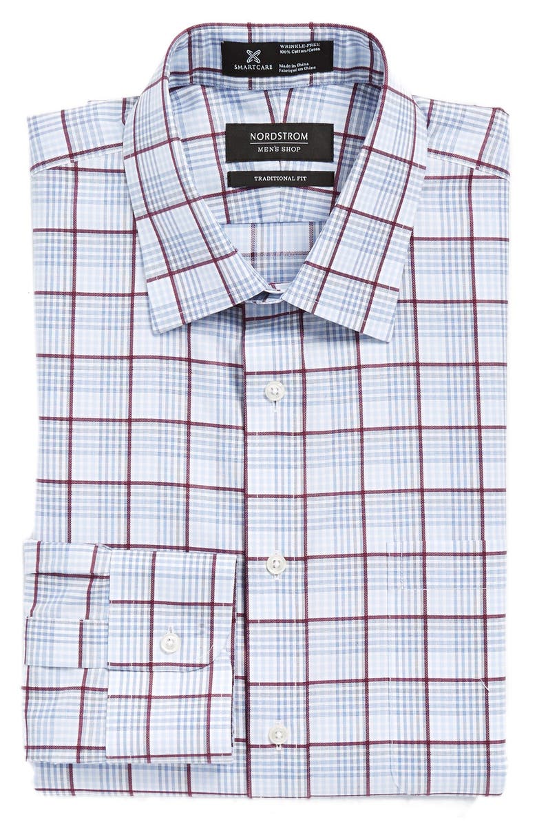 NORDSTROM MEN'S SHOP Nordstrom Smartcare<sup>™</sup> Traditional Fit Plaid Dress Shirt, Main, color,