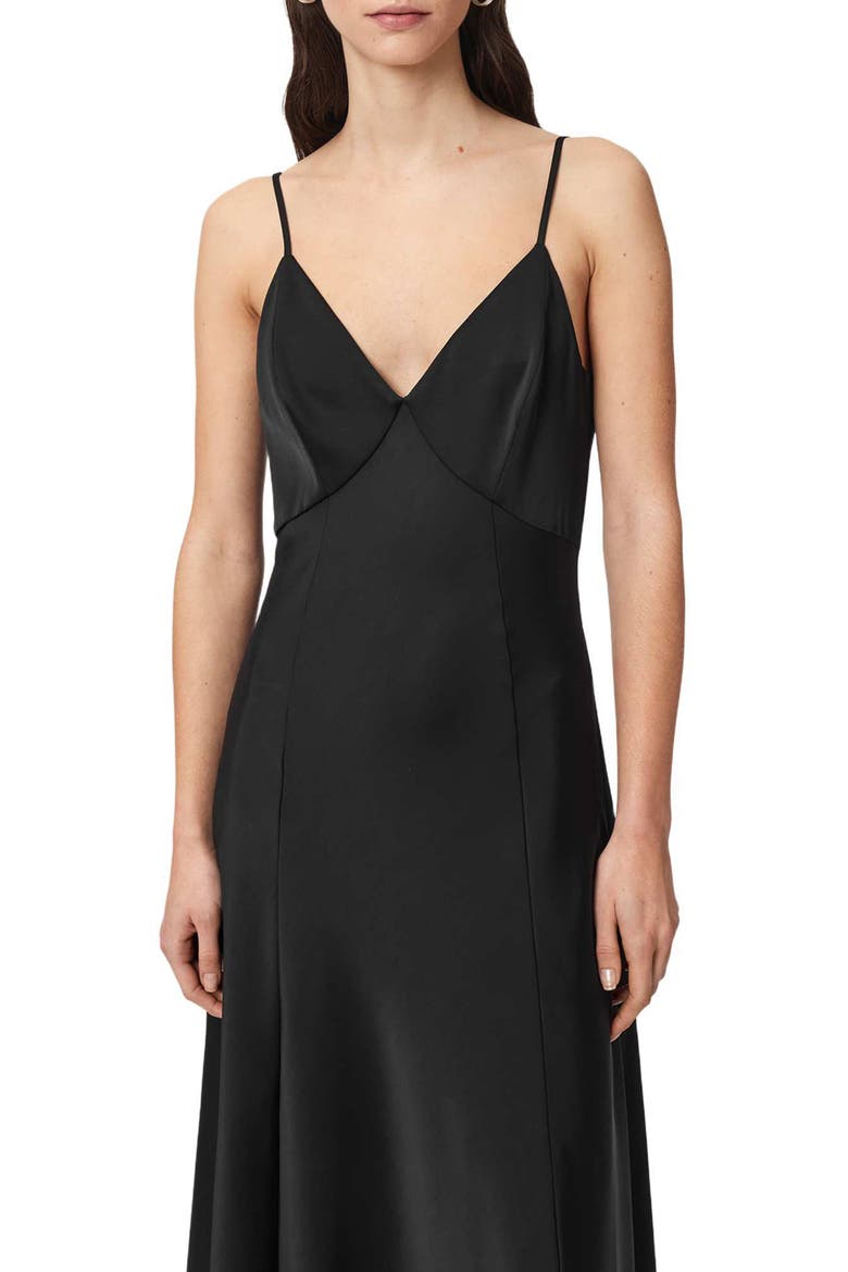 Irina Satin Maxi Slipdress, Alternate, color, BLACK