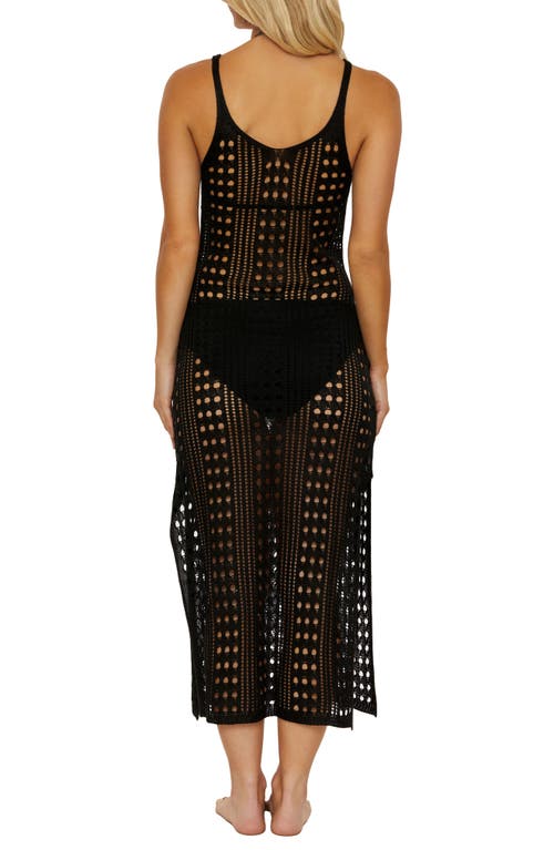 Isabella Rose Tuscany Sheer Open Stitch Midi Cover-up Dress In Black