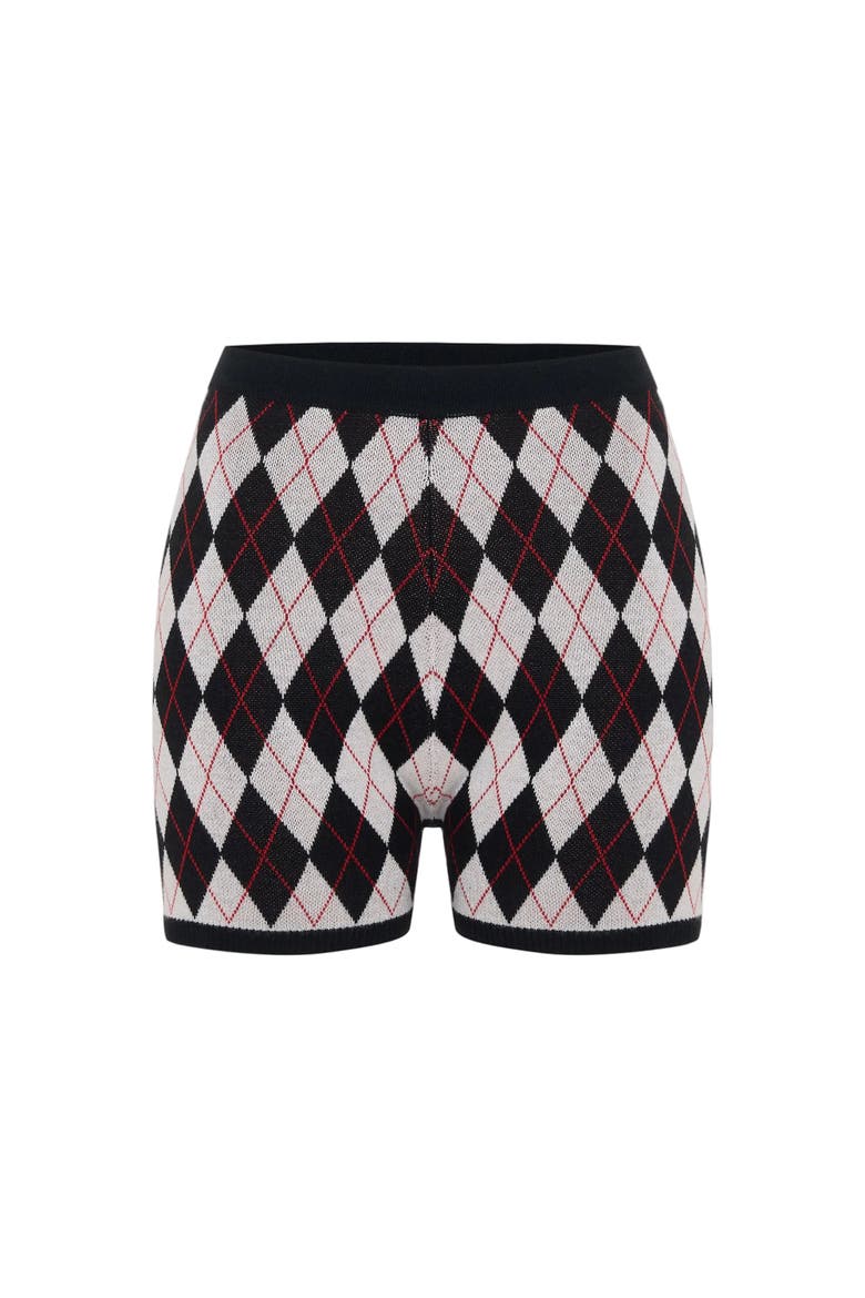 Daydreamers Argyle Knit Mini Short, Main, color, BLACK