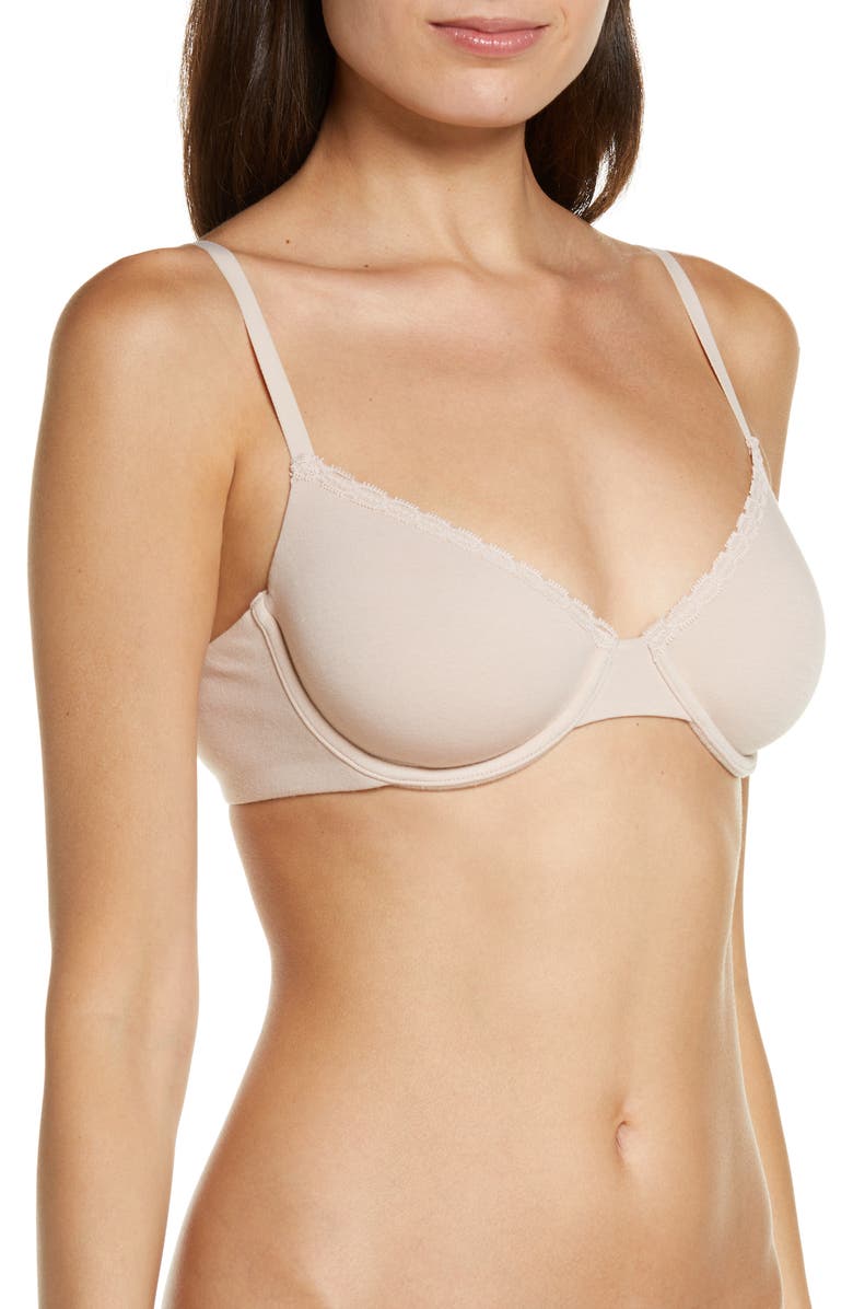 Skarlett Blue Adorned Cotton Blend Underwire Bra, Alternate, color, Cashmere