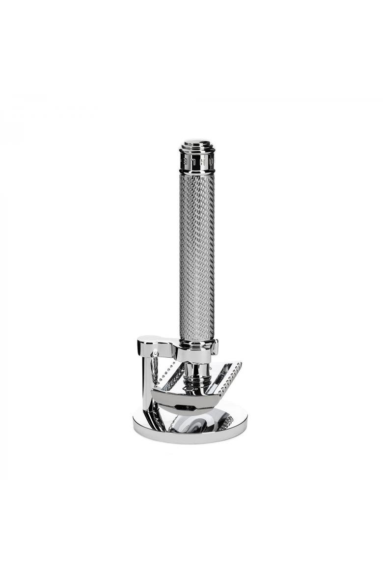 Traditional Metal 2-Piece Shaving Set R41 Safety Razor & Stand, Main, color, Chrome