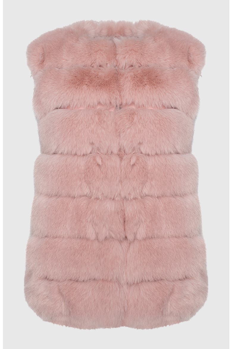 Fur-Free Fox (Faux Fur) Horizontal Vest, Alternate, color, PINK