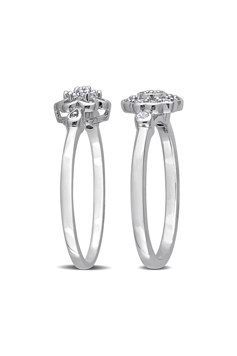 Set Of 2 Floral Diamond Rings - 0.29ct., Alternate, color, SILVER