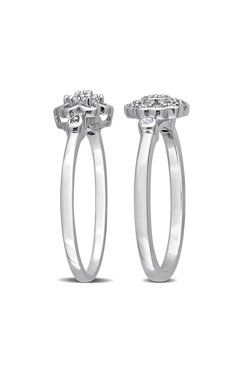 DELMAR Set Of 2 Floral Diamond Rings - 0.29ct., Alternate, color, Silver