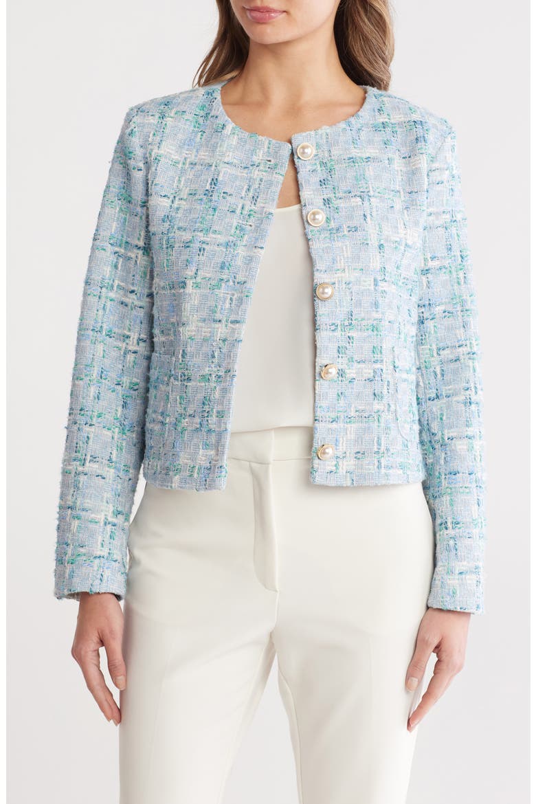 Bouclé Tweed Jacket, Main, color, BLUE MULTI