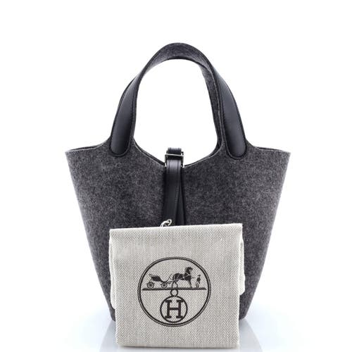 Pre-owned Hermes Hermes Picotin Lock Bag Felt With Leather Pm In Gray