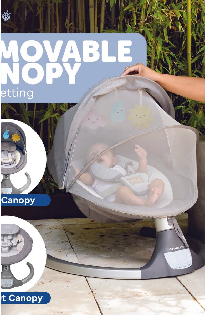 Jool Baby Nova Swing for Newborns - Electric Motorized Infant Swing, Bluetooth Music, 10 Preset Melodies, Remote, Alternate, color, Gray