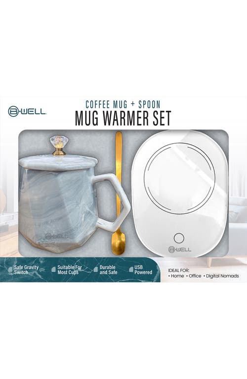 Bytech Marbled Mug & Warmer Pad Set In White
