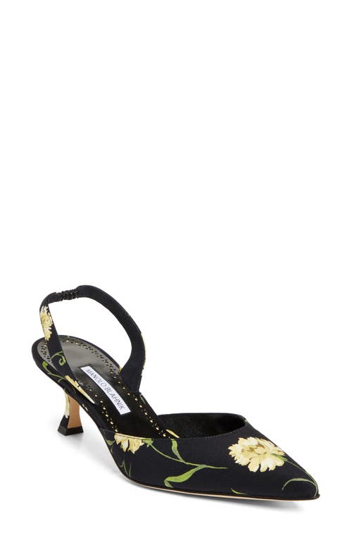 MANOLO BLAHNIK MANOLO BLAHNIK CAROLYNE FLORAL POINTED TOE SLINGBACK PUMP
