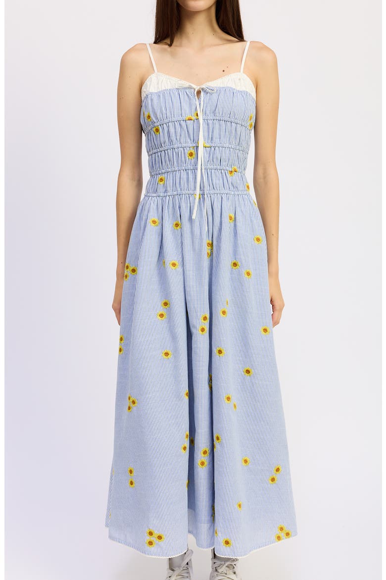 Sonnie Embroidered Detail Stripe Maxi Dress, Alternate, color, BLUE YELLOW