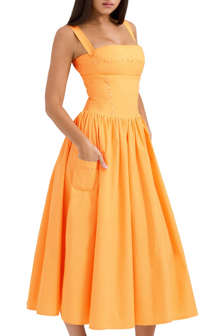 Vivien Midi Sundress, Alternate, color, FLAX