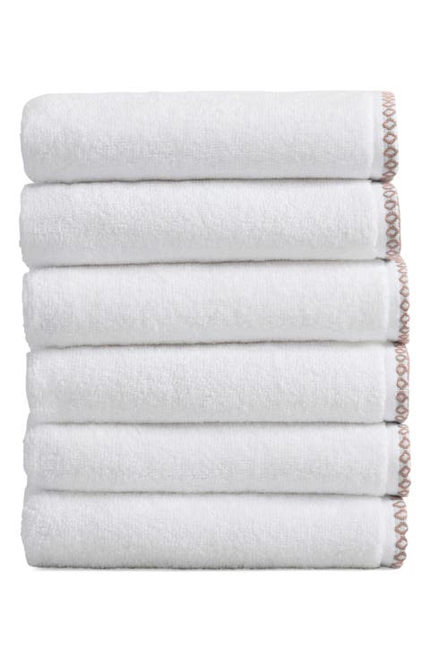 Border Stitch 6-Pack Cotton Hand Towels