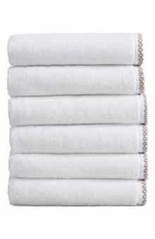 Woven & Weft Border Stitch 6-Pack Cotton Hand Towels