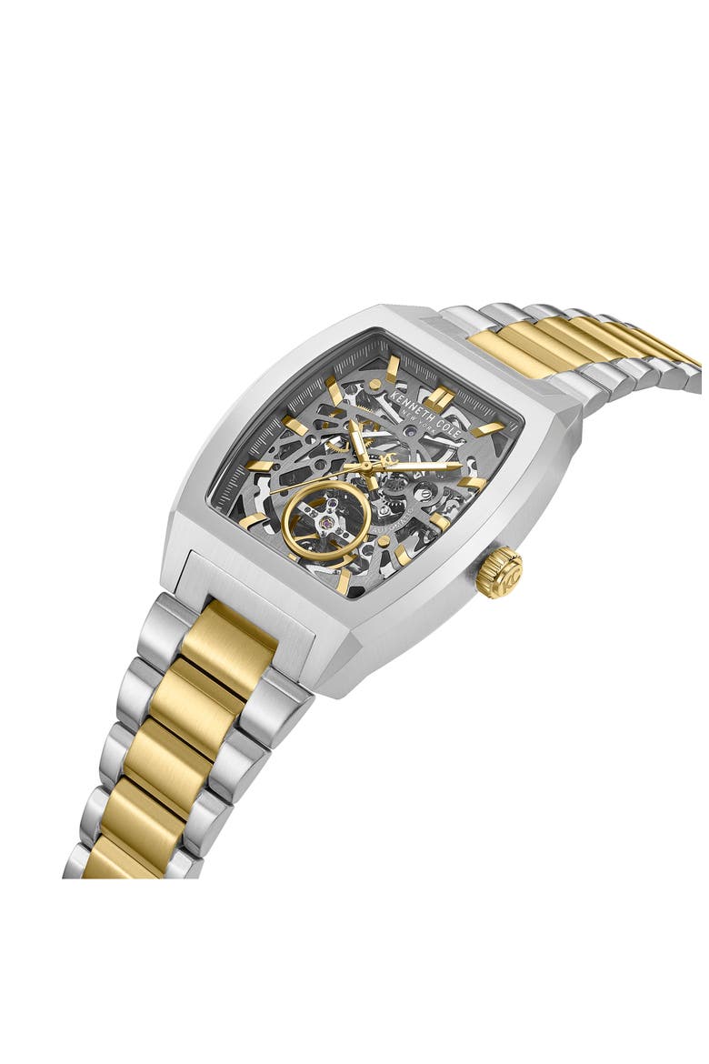 The Hollis Tonneau Skeleton Automatic Bracelet Watch, 40mm x 52.5mm, Alternate, color, MULTI