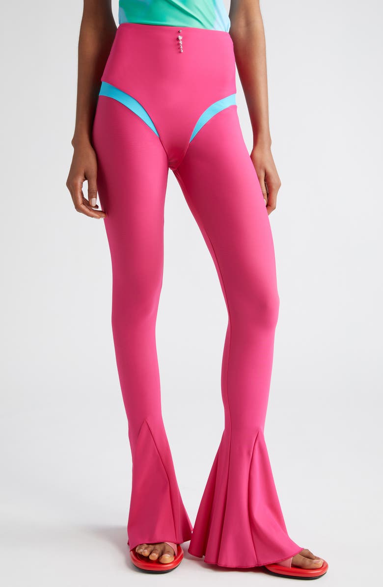 Marshall Columbia x Disney 'The Little Mermaid' High Waist Flare Leg Pants, Main, color, Fuschia