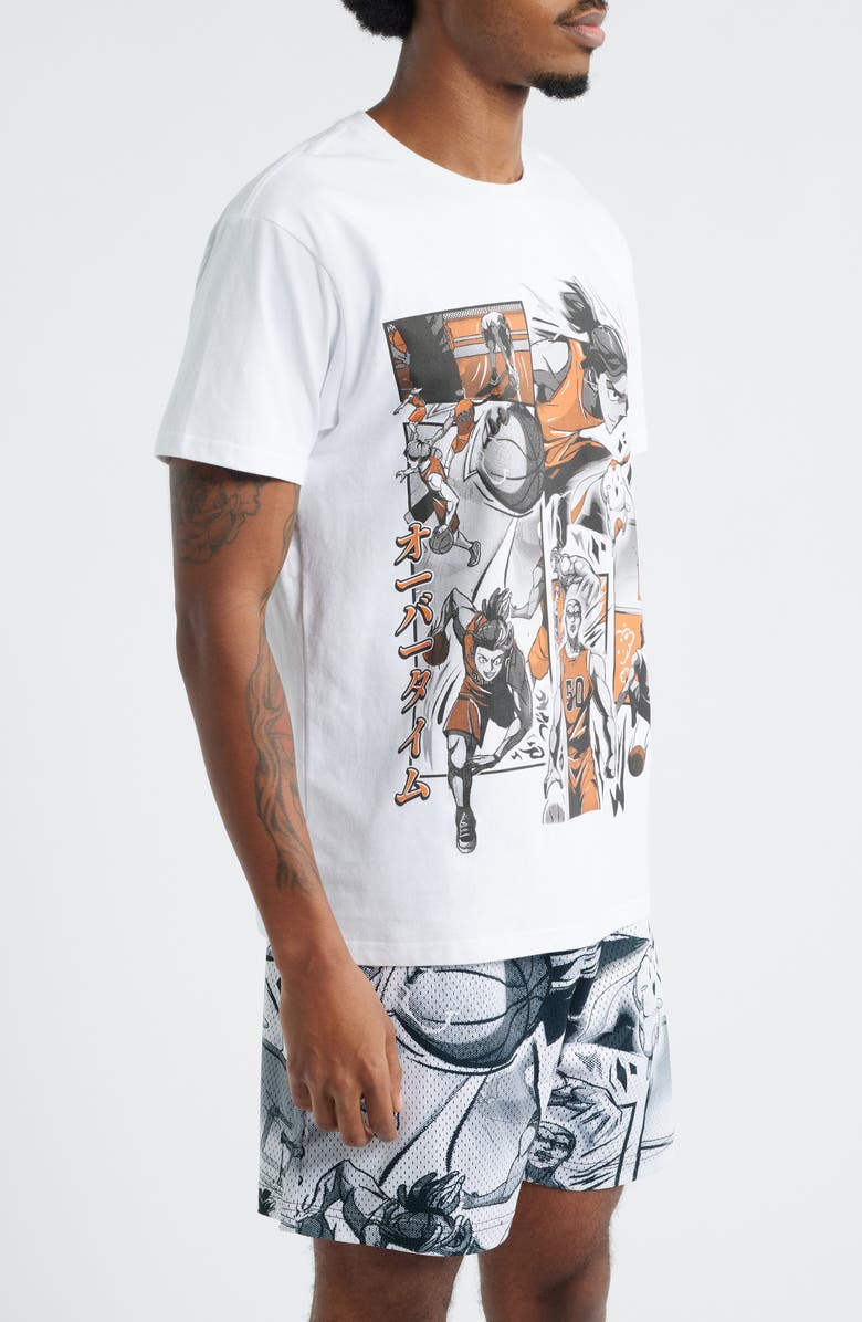 OVERTIME Anime Collage Cotton Graphic T-Shirt, Alternate, color, White