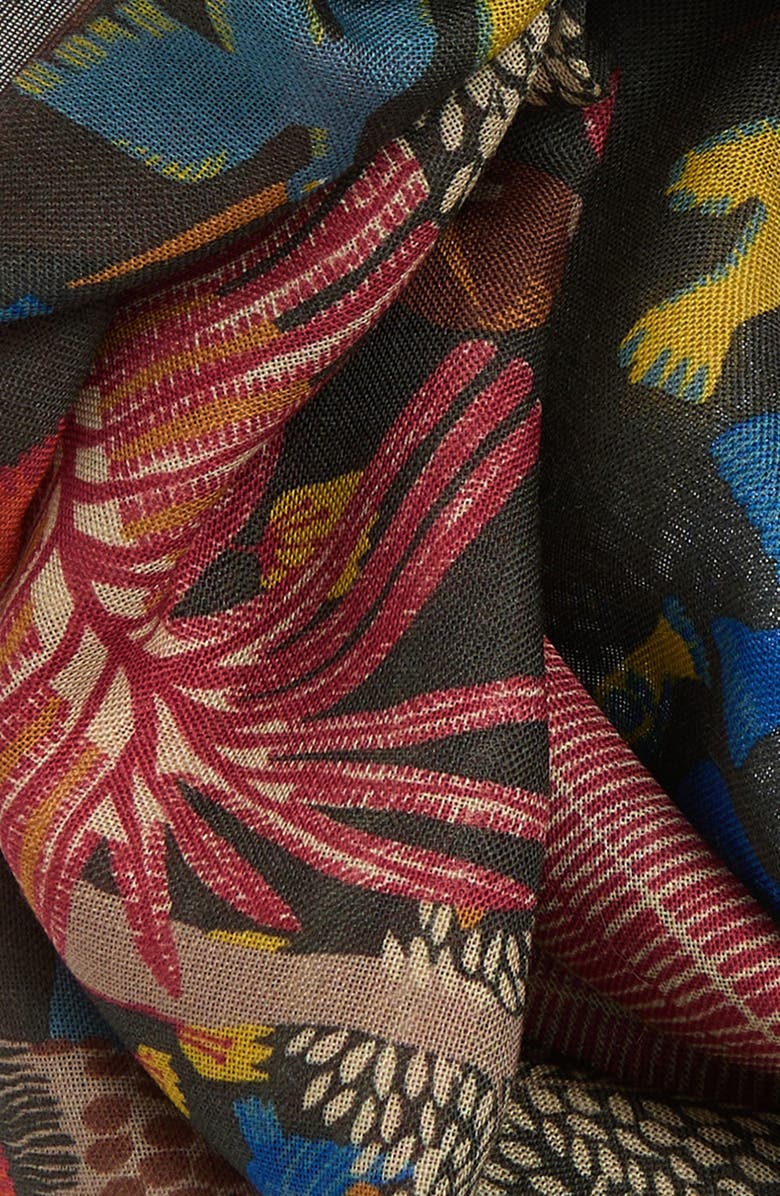 Drake's Palms & Birds Wool & Silk Bandana, Alternate, color, 