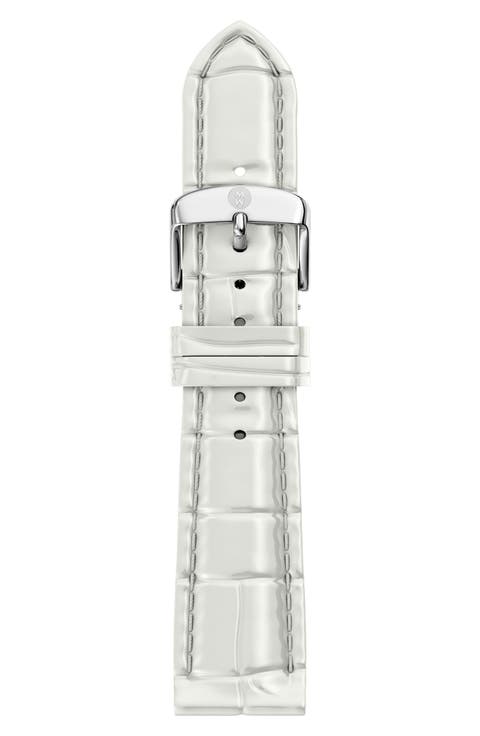 Croc Embossed Leather Watchband, 18mm