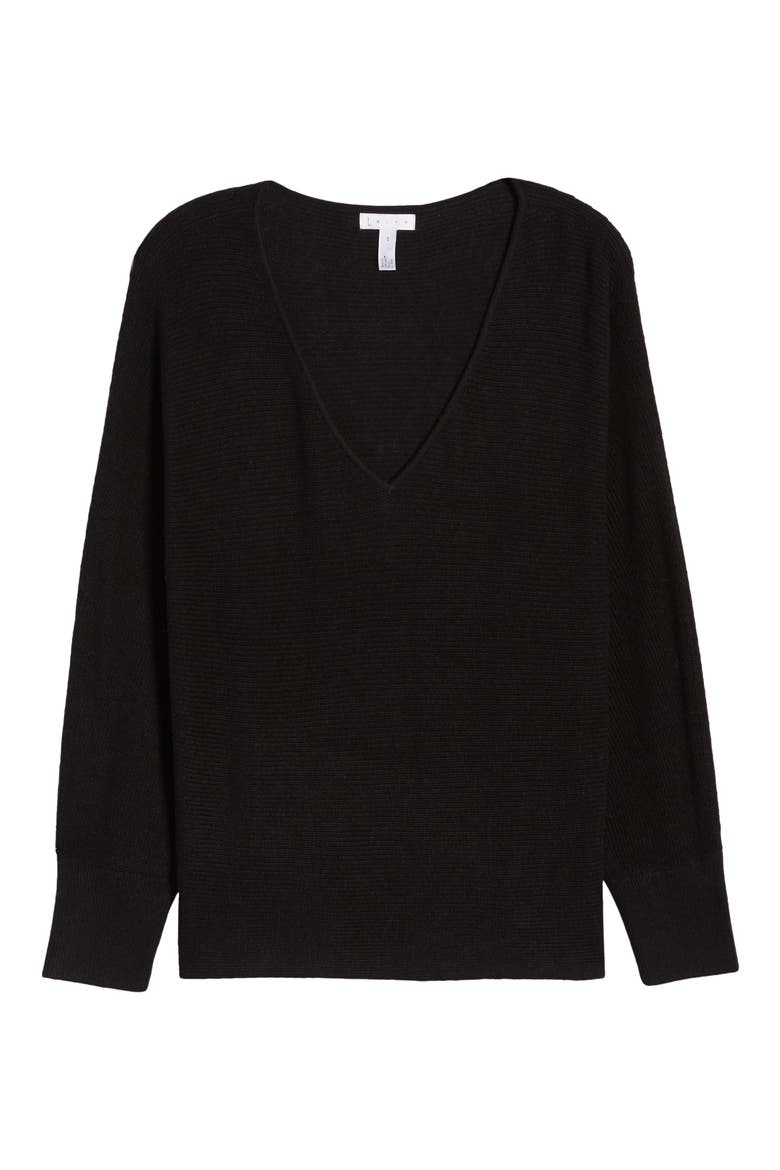 Dolman Sleeve V-Neck Sweater, Alternate, color, BLACK