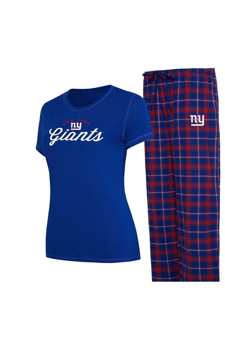 Women's Concepts Sport Royal New York Giants Plus Size Badge T-Shirt & Flannel Pants Sleep Set, Main, color, Royal