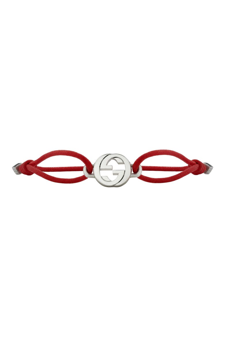 Interlocking-G Cord Bracelet, Alternate, color, SILVER RED