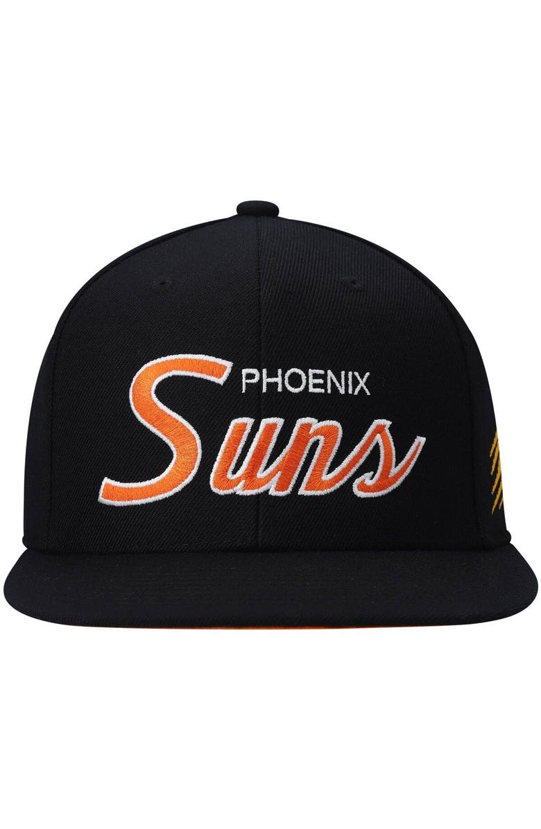 Mitchell & Ness Men's Mitchell & Ness Black Phoenix Suns Hardwood Classics Script 2.0 Snapback Hat, Alternate, color, Black